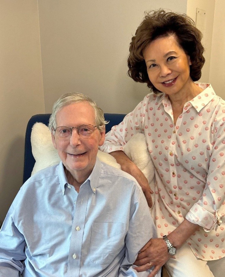 Sen. Mitch McConnell and his wife, Secretary Elaine Chao, on Sunday, July 26, 2026
