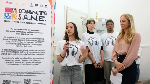 At a secondary school in Naples, students participate in a nutrition workshop run by the Valter Longo Foundation