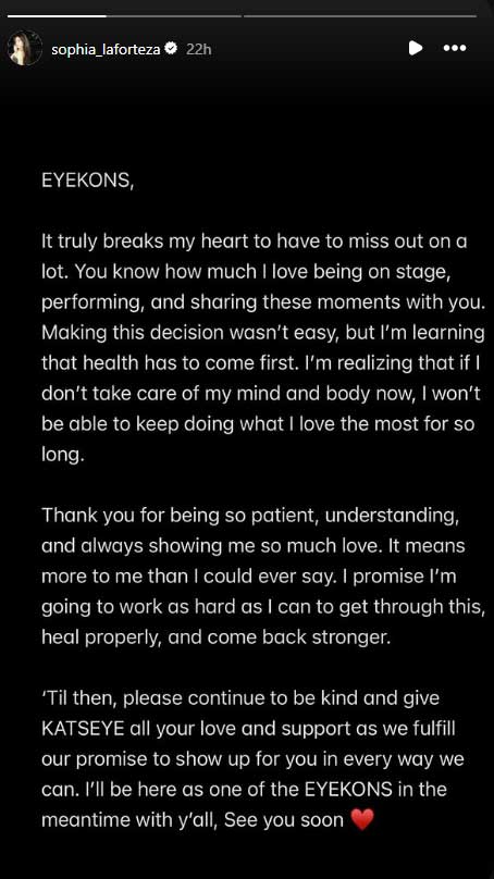 Sophia Laforteza steps back to focus on mental health