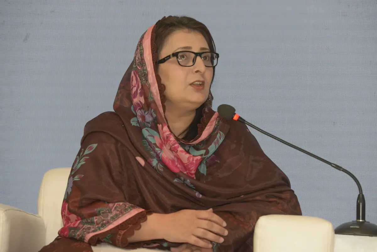 Tehmina Gulzar, the deputy director of nutrition at the Benazir Income Support Programme, addresses the Act for Nutrition conference. — White Star/Muhammad Asim