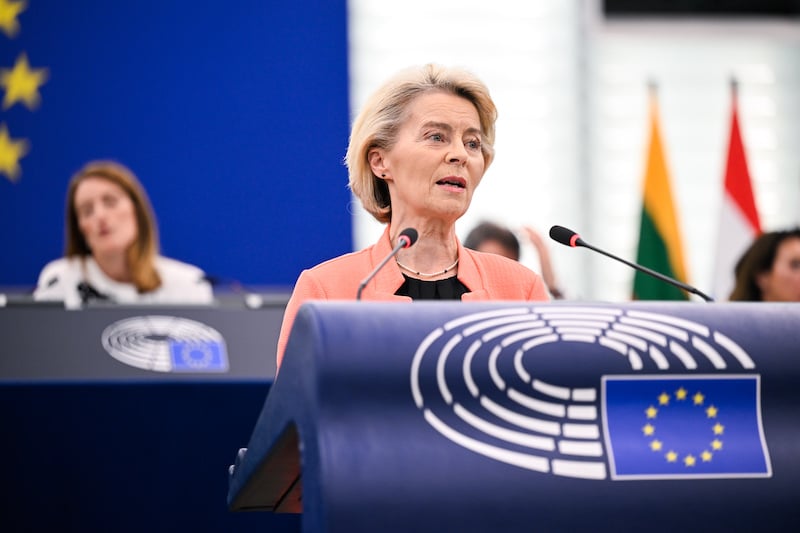 Ursula von der Leyen during the plenary debate on her motion of censure on Monday. S&D leader Iraxte García warned the next State of the Union speech, expected in September, must be a 'turning point' (Photo: European Parliament)